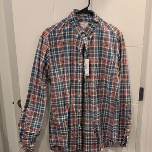J. Crew Men's Casual Plaid Shirt - Blue, Yellow, and Red